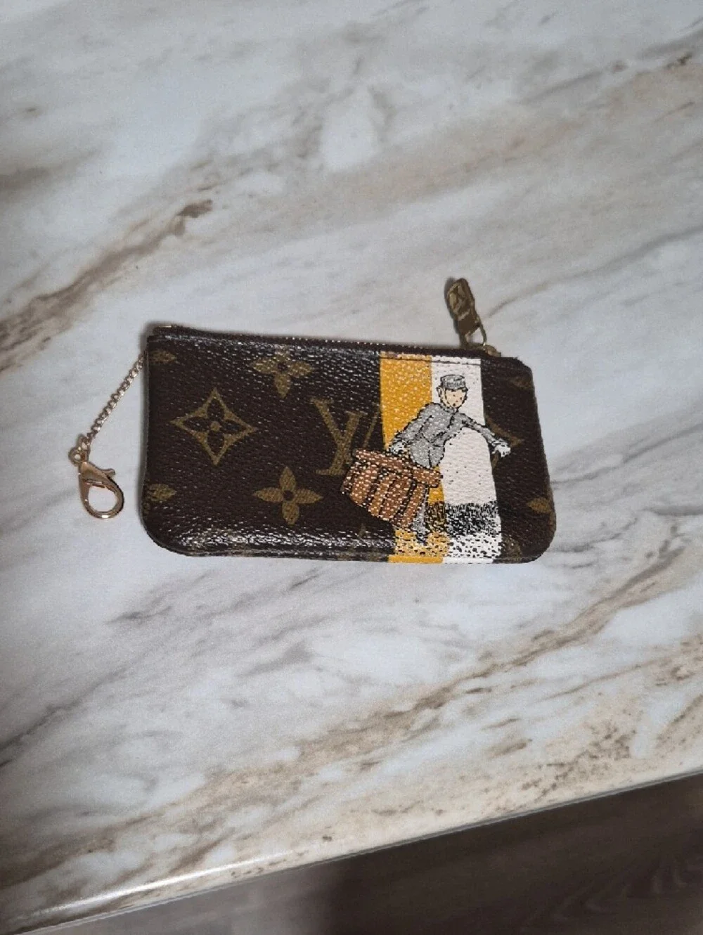 Louis Vuitton Monogram Key Pouch | “Bon Voyage” Custom